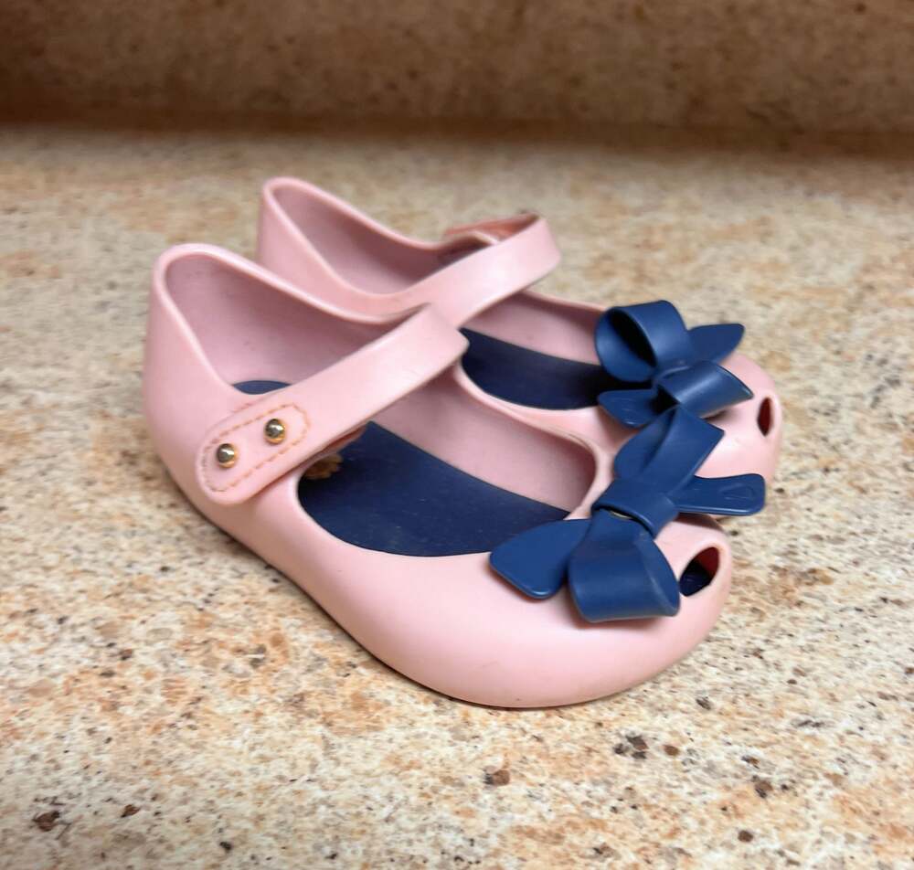 Mini Melissa Ultragirl Bow Mary Jane Flats Pink and Blue